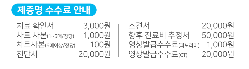 제증명 수수료 안내